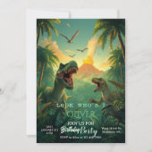 Retro Custom T-rex Dinosaur Kids Birthday  Einladung (Vorderseite)