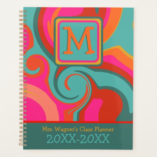 Retro Custom Teacher Abstrakt farbenfrohe erste Planer (Vorderseite)