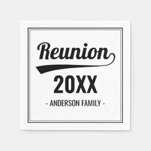 Retro Custom Year Black & White Family Wiedersehen Serviette