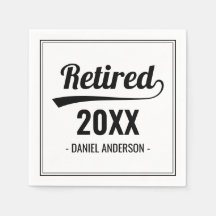 Retro Custom Year Black & White Retirement Party