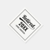 Retro Custom Year Black & White Retirement Party Serviette (Ecke)