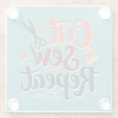 Retro "Cut Sew Repeat" Nähen Lover Design Glasuntersetzer (Rückseite)