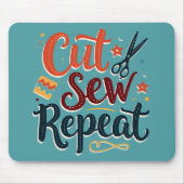 Retro "Cut Sew Repeat" Nähen Lover Design Mousepad (Vorne)