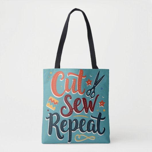 Retro "Cut Sew Repeat" Nähen Lover Design Tasche (Vorderseite)