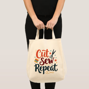 Retro "Cut Sew Repeat" Nähen Lover Design Tragetasche