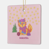 Retro Cute Cat Christmas  Keramikornament (Links)