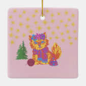 Retro Cute Cat Christmas  Keramikornament (Rückseite)