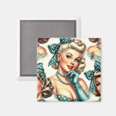 Retro Cute Classic Pinup Magnet (Vorderseite/Rückseite)
