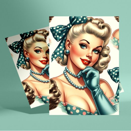 Retro Cute Classic Pinup Postkarte