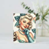 Retro Cute Classic Pinup Postkarte (Stehend Vorderseite)