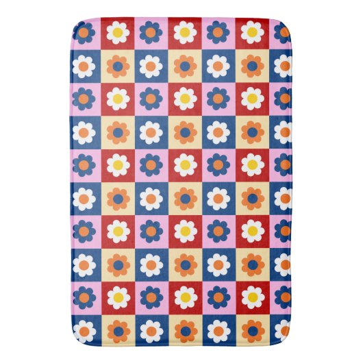 Retro Cute colorful Flowers Pattern Badematte (Vorderseite Vertikal)