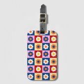 Retro Cute colorful Flowers Pattern  Gepäckanhänger (Vorderseite Vertikal)