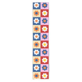 Retro Cute colorful Flowers Pattern  Kurzer Tischläufer (Vorderseite)