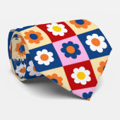 Retro Cute colorful Pastel Flowers Pattern Krawatte (Gerollt)