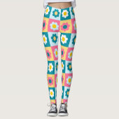 Retro Cute colorful Pastel Flowers Pattern  Leggings (Vorderseite)