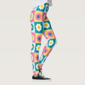 Retro Cute colorful Pastel Flowers Pattern  Leggings (Rechts)