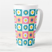 Retro Cute colorful Pastel Flowers Pattern Milchtasse (Rechte Ecke)