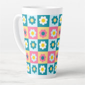 Retro Cute colorful Pastel Flowers Pattern  Milchtasse (Linke Ecke)