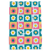 Retro Cute colorful Pastel Flowers Pattern  Mittlere Geschenktüte (Rückseite)