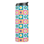 Retro Cute colorful Pastel Flowers Pattern Thermosbecher (Nach links gedreht)