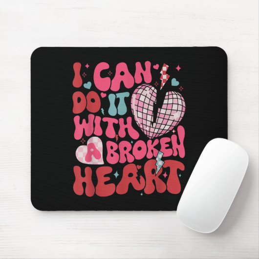 Retro Cute Groovy I Can Do It Quote Disco Heart -  Mousepad (Mit Mouse)