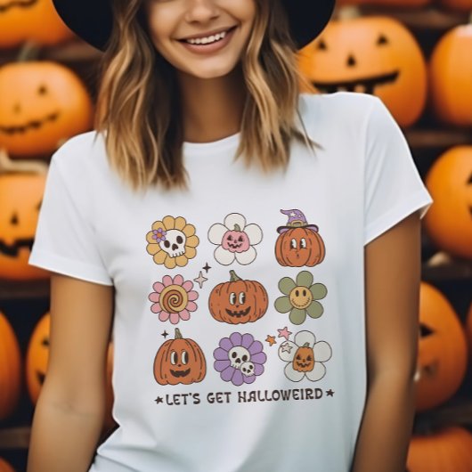 Retro Cute Halloween Flowers T-Shirt