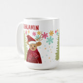 Retro Cute Rudolph The Red Nose Reindeer Christmas Kaffeetasse (Vorderseite Links)