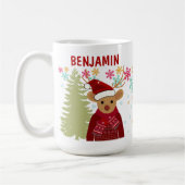 Retro Cute Rudolph The Red Nose Reindeer Christmas Kaffeetasse (Links)