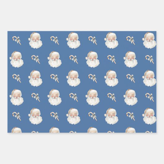 Retro Cute Santa Claus & Candy Cane Christmas Geschenkpapier Set (Vorderseite 3)