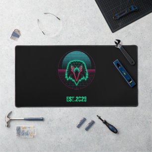 Retro-Cyberpunk-Geometrisches-Tier-Neon-Kunst-Graf Schreibtischunterlage