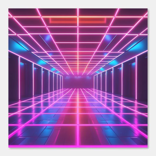 Retro Cyberpunk Grid Dance Removable Tapete (Vorderseite)