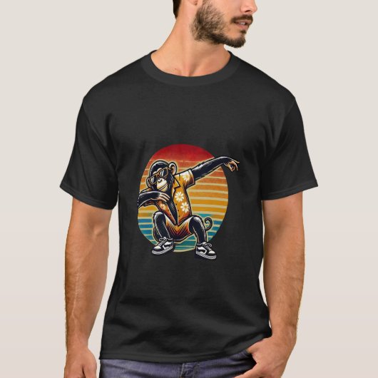 Retro Dab Tanzen Schimpanse Affe T-Shirt (Vorderseite)