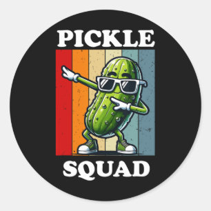 Retro Dabbing Pickle Dancing Cucumber Pickle Squad Runder Aufkleber