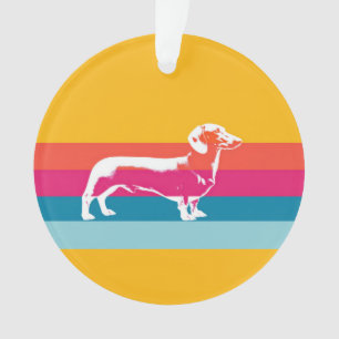 Retro-Dachshund-Silhouette – Bunte Pop-Art-Hundeku Ornament