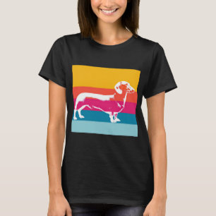 Retro-Dachshund-Silhouette – Bunte Pop-Hunde-Kunst T-Shirt