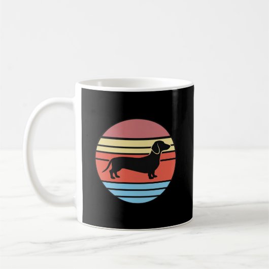 Retro-Dachshund-Sonnenuntergangs-Vektor Kaffeetasse (Links)
