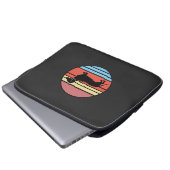 Retro-Dachshund-Sonnenuntergangs-Vektor Laptopschutzhülle (Vorne Knopf)