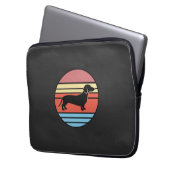 Retro-Dachshund-Sonnenuntergangs-Vektor Laptopschutzhülle (Vorderseite Links)