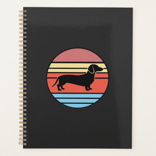 Retro-Dachshund-Sonnenuntergangs-Vektor Planer (Vorderseite)