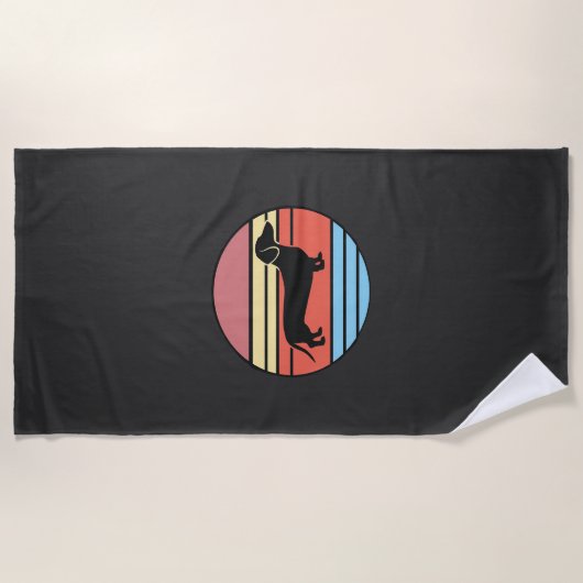Retro-Dachshund-Sonnenuntergangs-Vektor Strandtuch (Vorderseite)