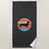 Retro-Dachshund-Sonnenuntergangs-Vektor Strandtuch (Vorderseite)
