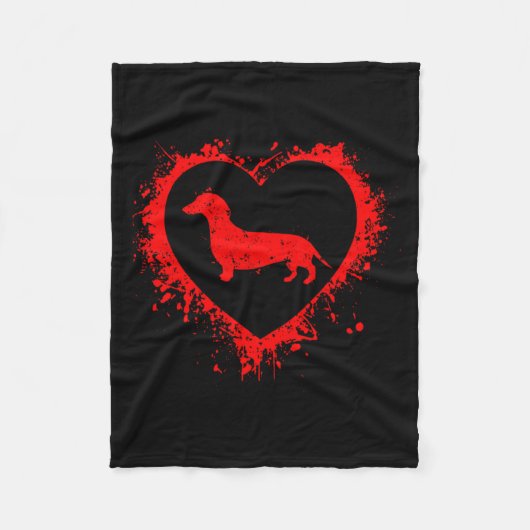 Retro Dachshund Valentinstag Herzform Mein Vale Fleecedecke (Vorderseite)