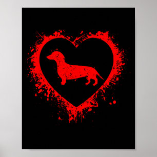 Retro-Dachshund Valentinstag Herzform Mein Vale Poster