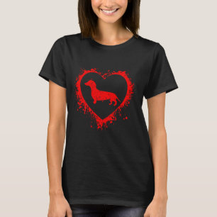 Retro-Dachshund Valentinstag Herzform Mein Vale T-Shirt