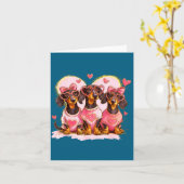 Retro Dachshund With Heart Sungles Valentine's Day Karte (Gelbe Blume)