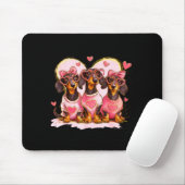 Retro Dachshund With Heart Sungles Valentine's Day Mousepad (Mit Mouse)