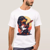 Retro Dackel Gitarre Groove T-Shirt (Vorderseite)
