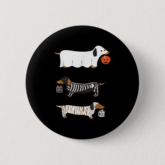 Retro Dackel Halloween Dackel Dog Pumpkin Weeni Button (Vorderseite)