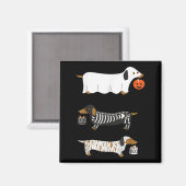Retro Dackel Halloween Dackel Dog Pumpkin Weeni Magnet (Vorderseite/Rückseite)