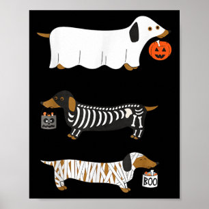 Retro Dackel Halloween Dackel Dog Pumpkin Weeni Poster